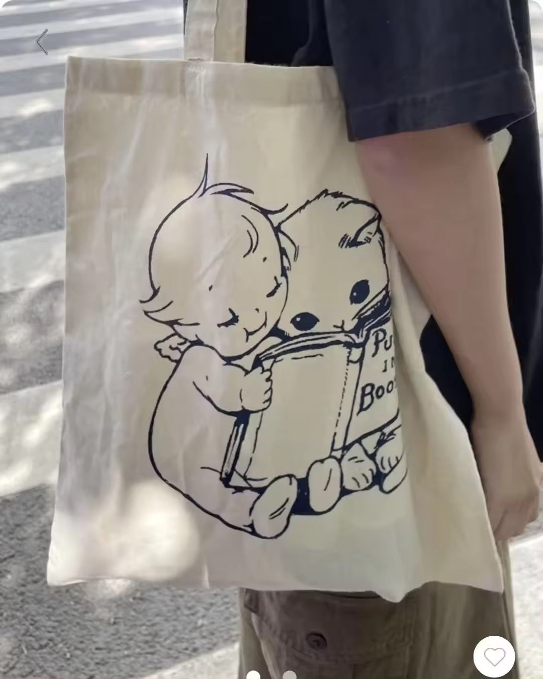 Brandy Kewpie Vintage Coquette Print Cotton Shopper Reusable Tote Bag Merch