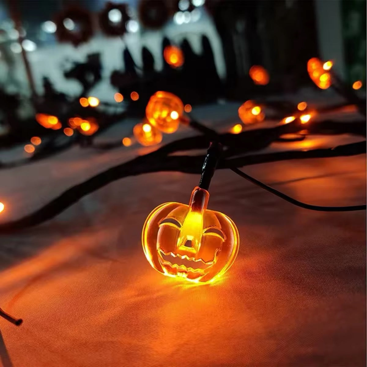 Halloween Tree Branch Pumpkin Decoration Wall LED Lights Strip