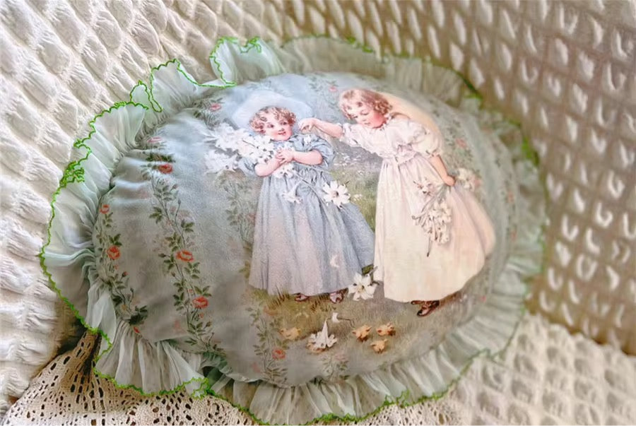 French Rococo Antique Doll Princess Ruffle Hem Luxury Pillows