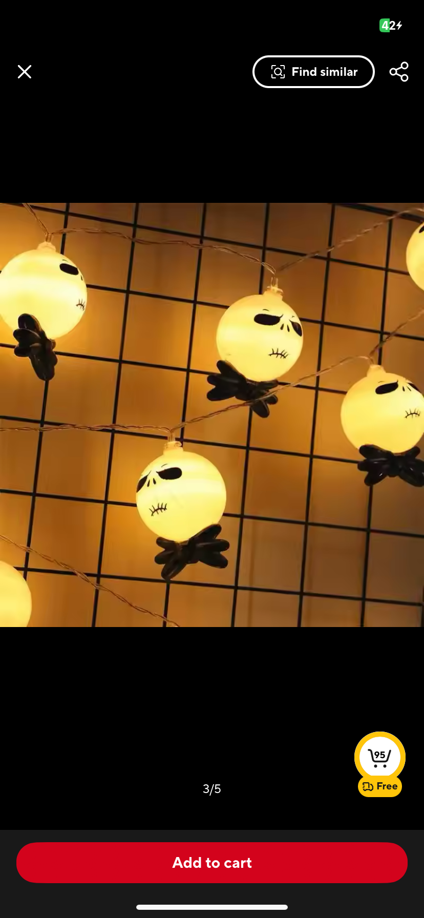 Nightmare Before Christmas Jack Skellington Tim Burton Halloween Decoration Wall LED Fairy Lights