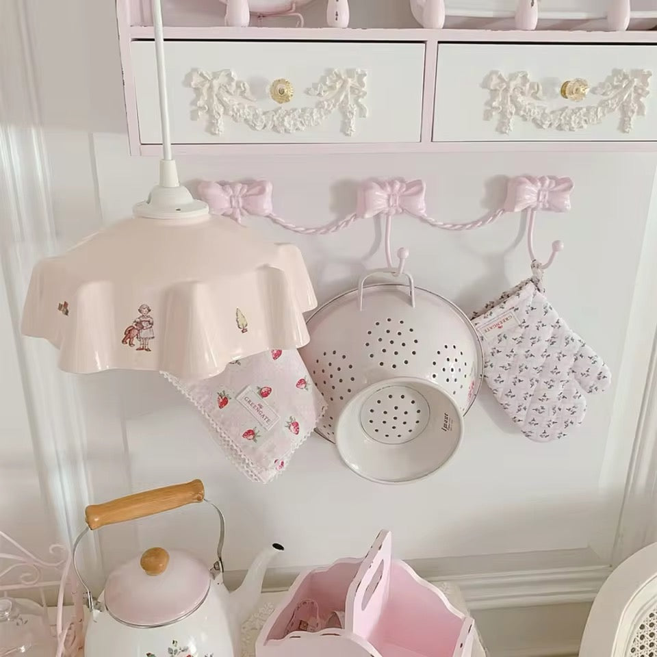 Girly Vintage French Ribbon Wall Hooks Iron Rack Coquette Style