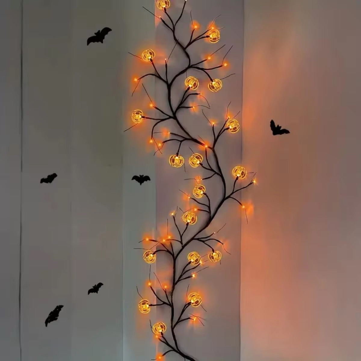 Halloween Tree Branch Pumpkin Decoration Wall LED Lights Strip