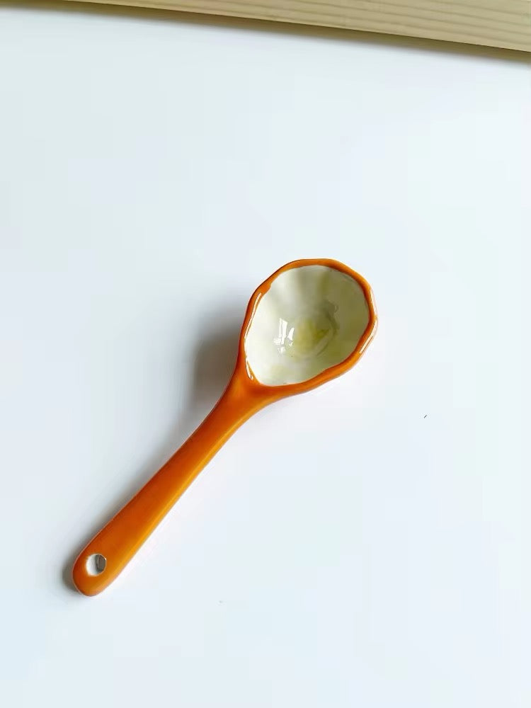 Autumn/Fall Vintage Pumpkin Large Ceramic Handmade Mug & Spoon Set