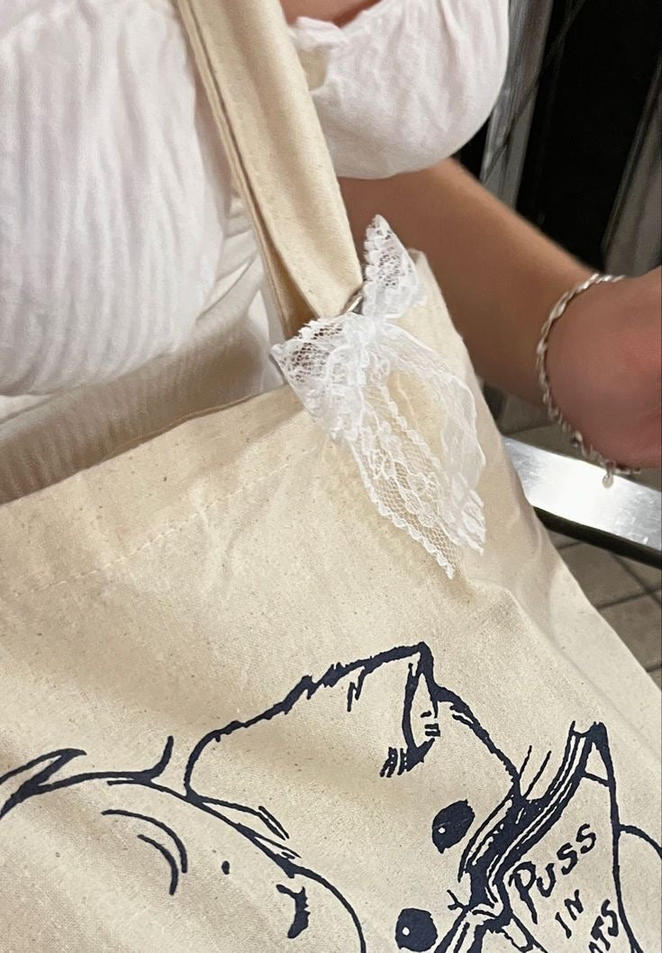 Brandy Kewpie Vintage Coquette Print Cotton Shopper Reusable Tote Bag Merch