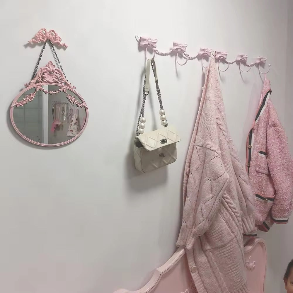 Girly Vintage French Ribbon Wall Hooks Iron Rack Coquette Style
