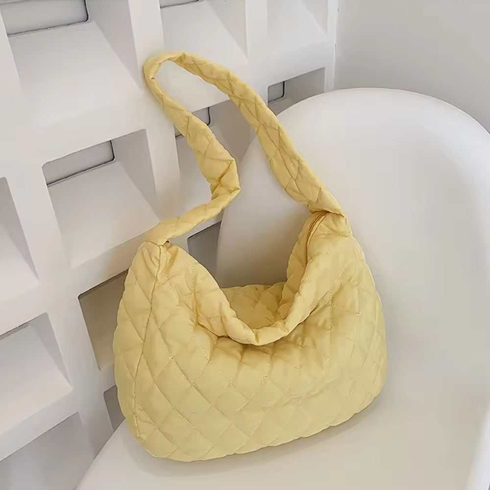 Quilted Ballerina Extra Large Puffer Tote Crossbody Padded Shoulder Bag