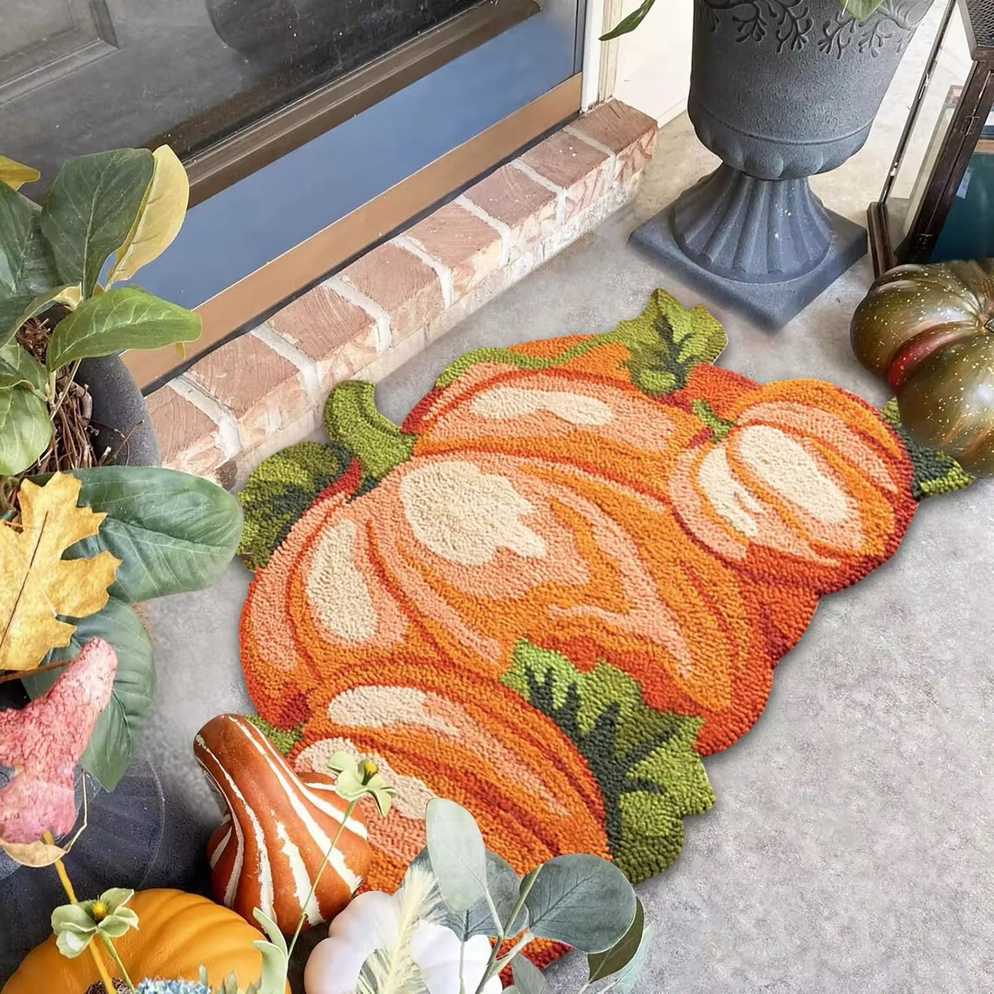 Pumpkin Autumn/Fall Halloween Tufted Vintage Door Mat Fibre Carpet