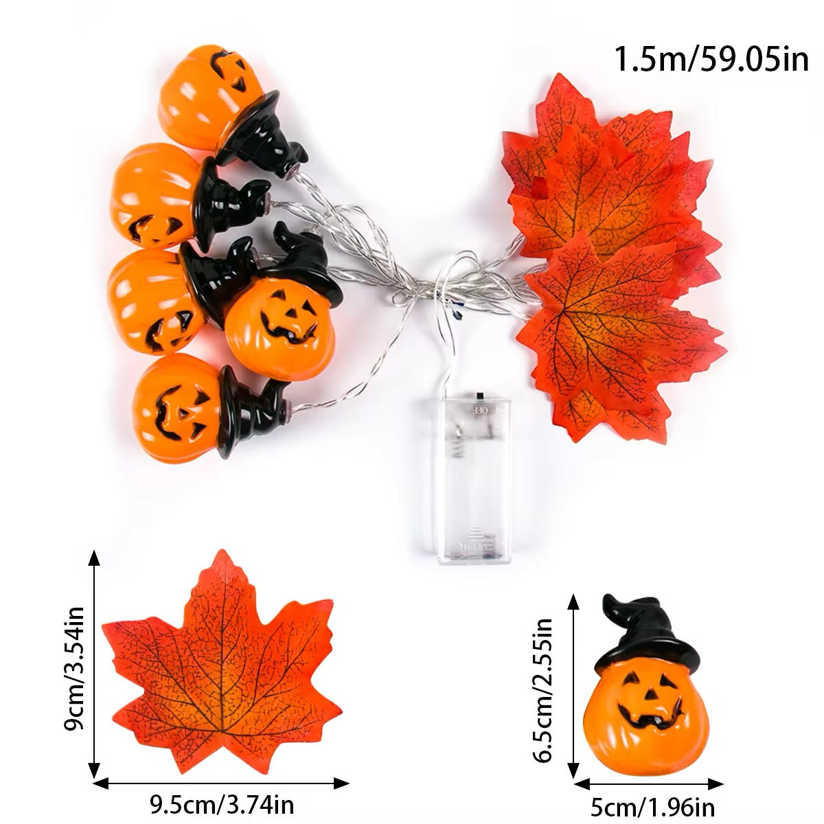 Witchy Pumpkin Autumn Maple Leaves Halloween Decoration Fairy Lights