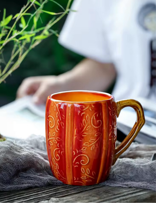 Autumn/Fall Pumpkin Vintage Large Ceramic Handmade Mug Decor