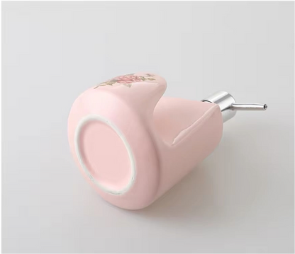 Baby Pink Soap Dispenser With Holder For Flannels Or Dish Scourer Ceramic Floral Decor