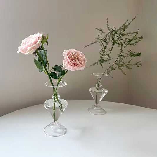 Glass Vintage Ornate Style Minimal Vase Flower Pot