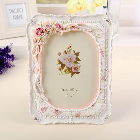 Ribbon Floral Rose Romantic Pink Vintage Picture Frame Elegant Decor