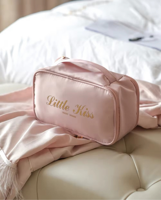 EACHY Design 'Little Kiss' Japanese Pink Satin Organisation Travel Storage Bag