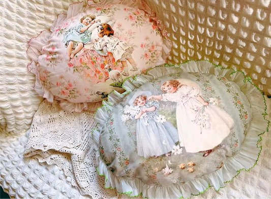 French Rococo Antique Doll Princess Ruffle Hem Luxury Pillows