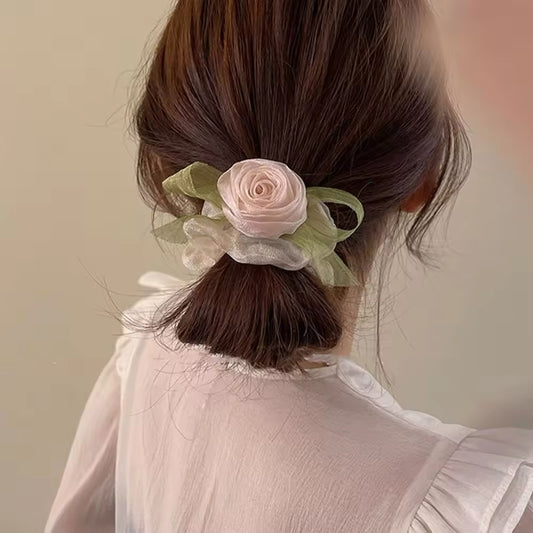 Mesh Rose Barbie Princess Ribbon Hair Scrunchies