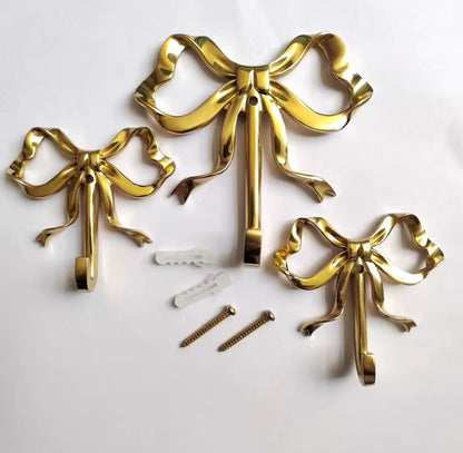 French Gold Ribbon Wall Hooks Coquette Style
