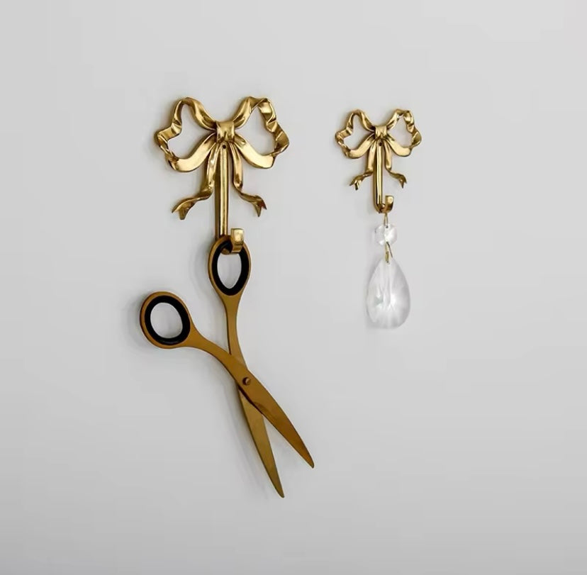 French Gold Ribbon Wall Hooks Coquette Style