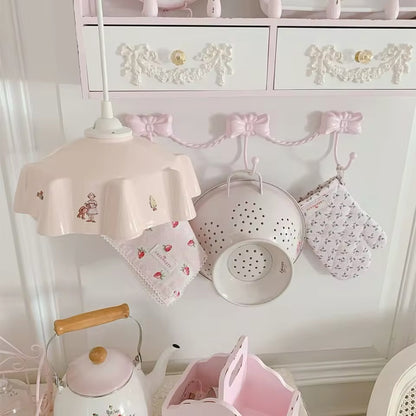 Girly Vintage French Ribbon Wall Hooks Iron Rack Coquette Style