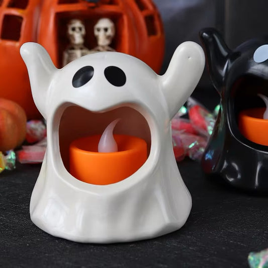 Ceramic Halloween Ghost Tealight Candle Holder Decoration