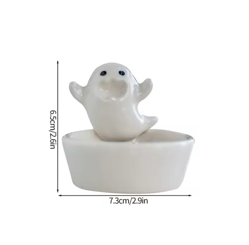 Ceramic Halloween Ghost Tealight Candle Holder Decoration