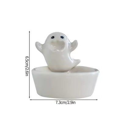 Ceramic Halloween Ghost Tealight Candle Holder Decoration
