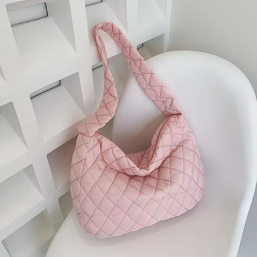 Quilted Ballerina Extra Large Puffer Tote Crossbody Padded Shoulder Bag