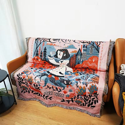 Coraline Whimsigoth Halloween Film Autumn Fall Jacquard Throw Blanket