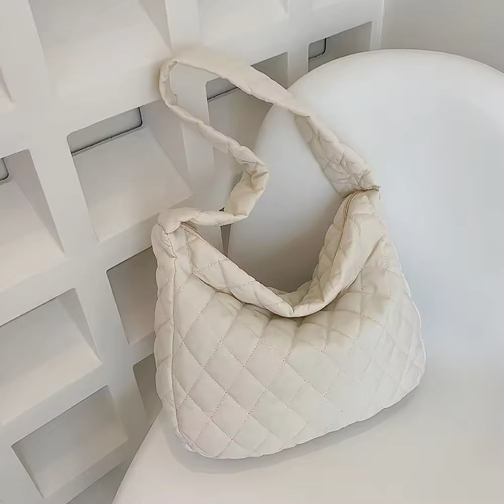 Quilted Ballerina Extra Large Puffer Tote Crossbody Padded Shoulder Bag