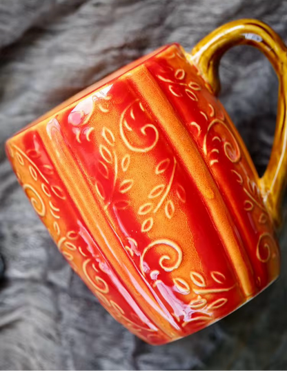 Autumn/Fall Pumpkin Vintage Large Ceramic Handmade Mug Decor