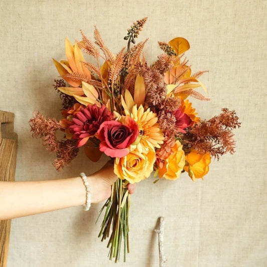 Autumn Fall Colours Warm Traditional Artifical Flower Bunch