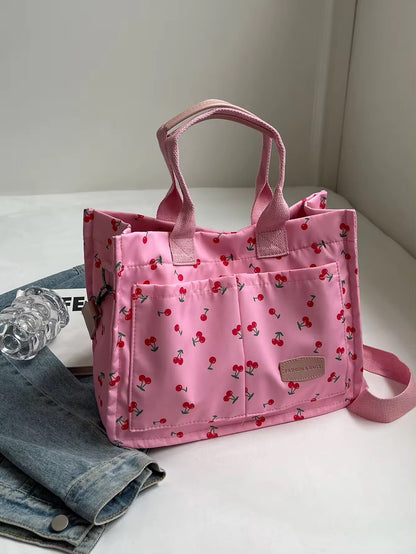 Cherries Print Puffer Crossbody Compartment Shoulder Bag