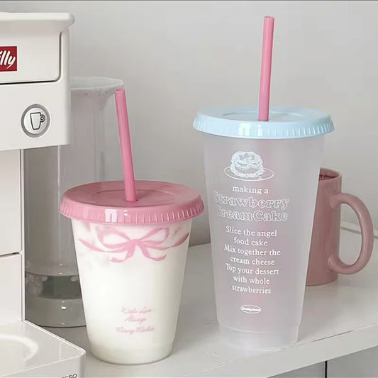 Bow Pink Matte Sippy Coffee Cups Pair