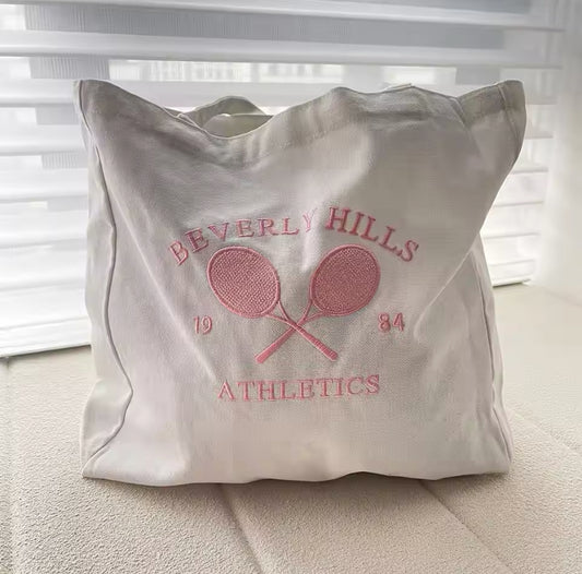 Beverly Hills Athletics 1984 Baby Pink Embroidered Tennis Heavyweight Shopper Tote Bag