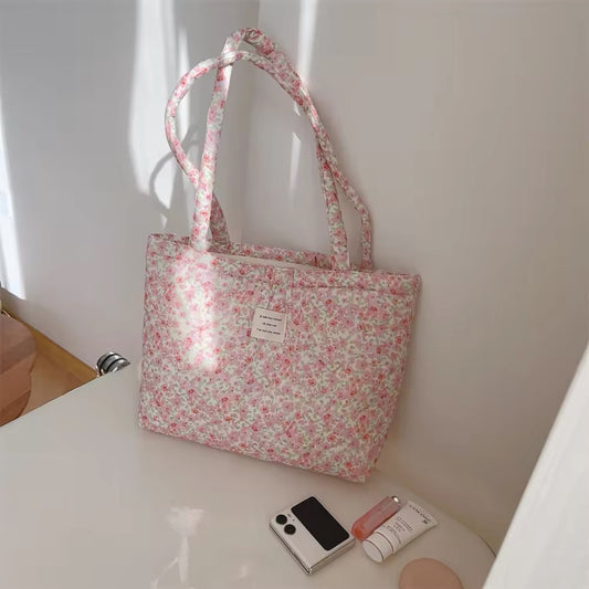 Sozakka Floral Handmade Quilt Patchwork French Quote Large Shoulder Tote Bags