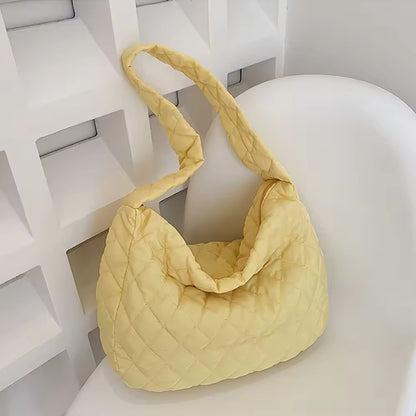 Quilted Ballerina Extra Large Puffer Tote Crossbody Padded Shoulder Bag