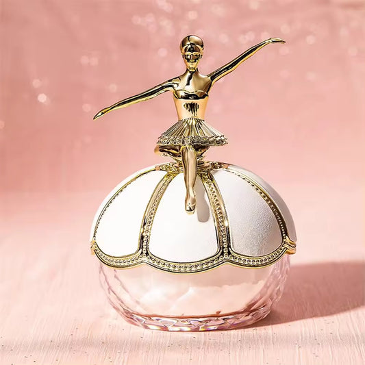 Lanbena Ballerina Makeup Setting Powder With Puff Vintage Ornamental Style
