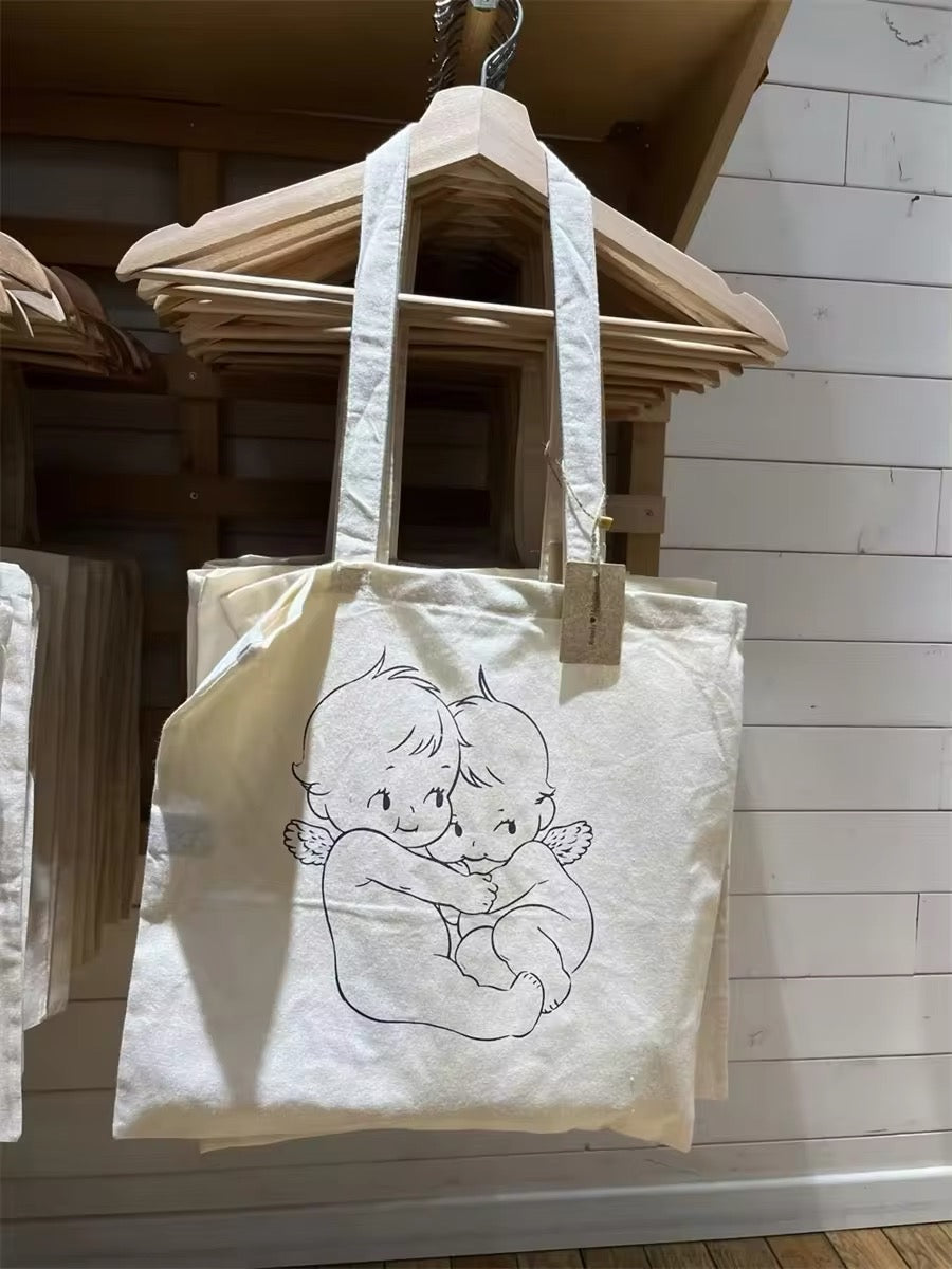 Brandy Kewpie Vintage Coquette Print Cotton Shopper Reusable Tote Bag Merch