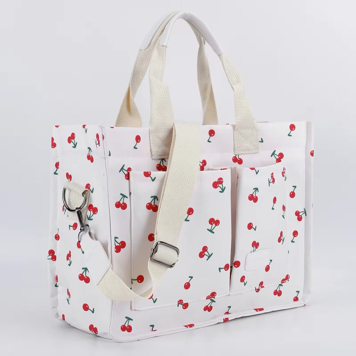 Cherries Print Puffer Crossbody Compartment Shoulder Bag