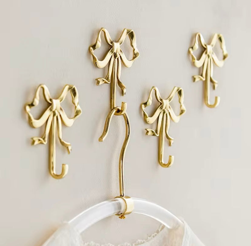 French Gold Ribbon Wall Hooks Coquette Style