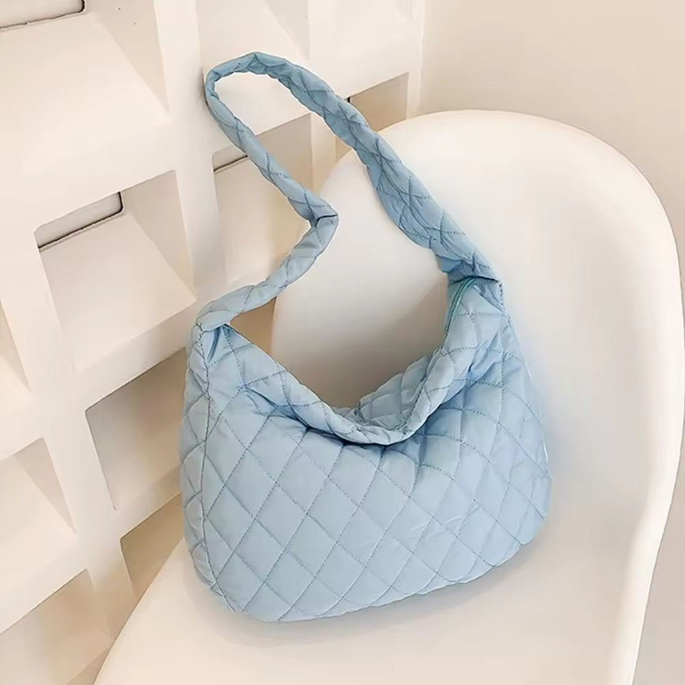 Quilted Ballerina Extra Large Puffer Tote Crossbody Padded Shoulder Bag