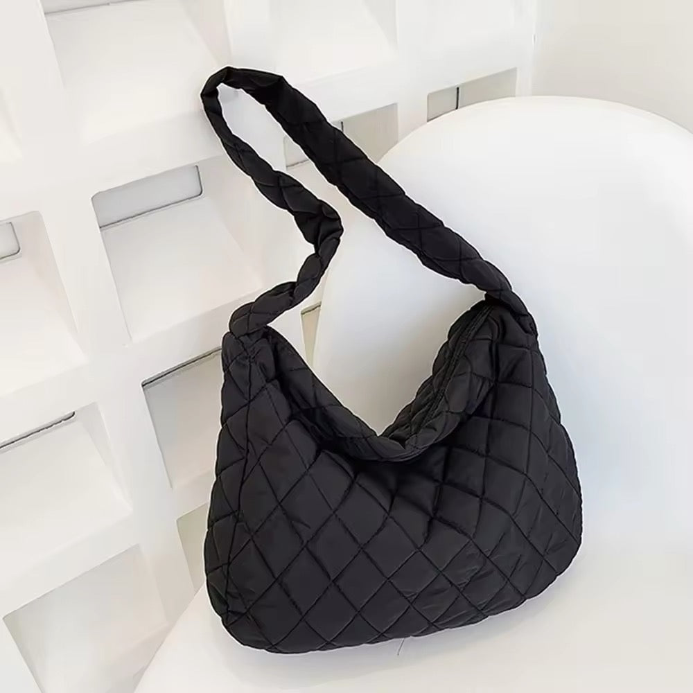 Quilted Ballerina Extra Large Puffer Tote Crossbody Padded Shoulder Bag