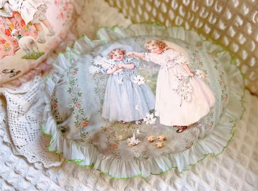 French Rococo Antique Doll Princess Ruffle Hem Luxury Pillows