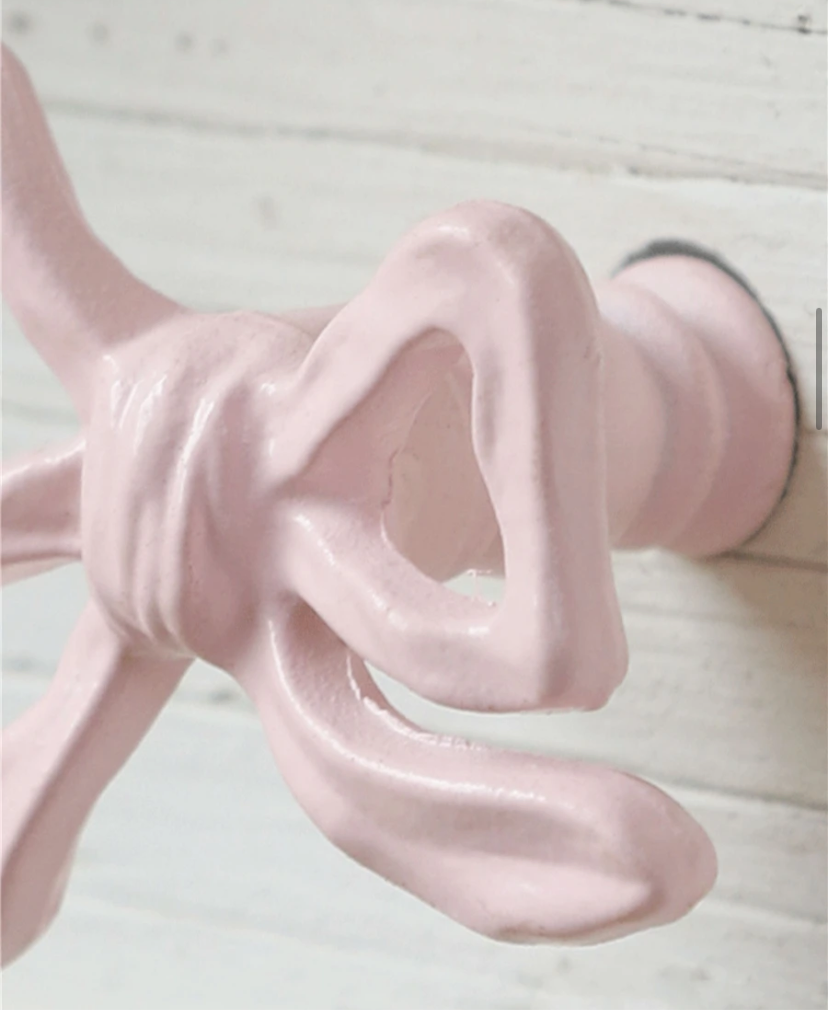 Pink Bow 2pc Iron French Ribbon Drawer Handle Vintage Coquette Style Door Knobs