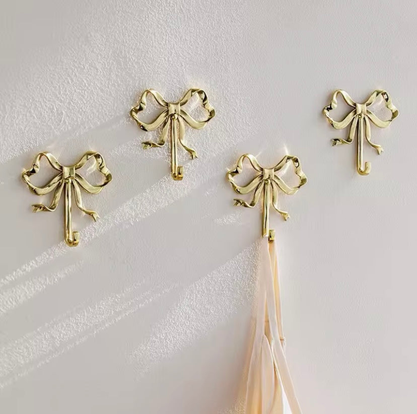 French Gold Ribbon Wall Hooks Coquette Style
