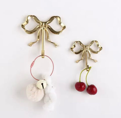 French Gold Ribbon Wall Hooks Coquette Style