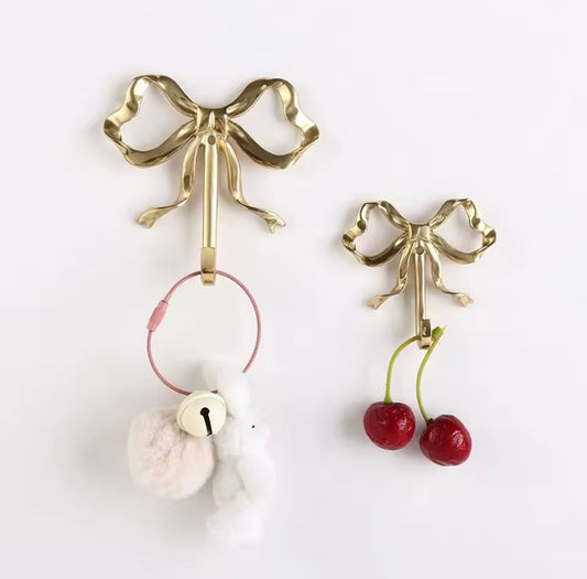 French Gold Ribbon Wall Hooks Coquette Style