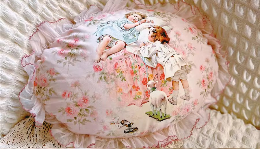 French Rococo Antique Doll Princess Ruffle Hem Luxury Pillows