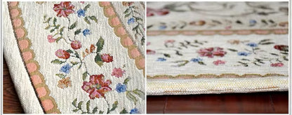 Elegant French Floral Bouquet Ribbon Vintage Cream Oval Carpet Rug