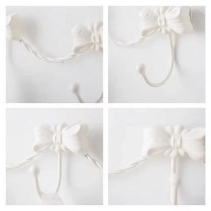 Girly Vintage French Ribbon Wall Hooks Iron Rack Coquette Style